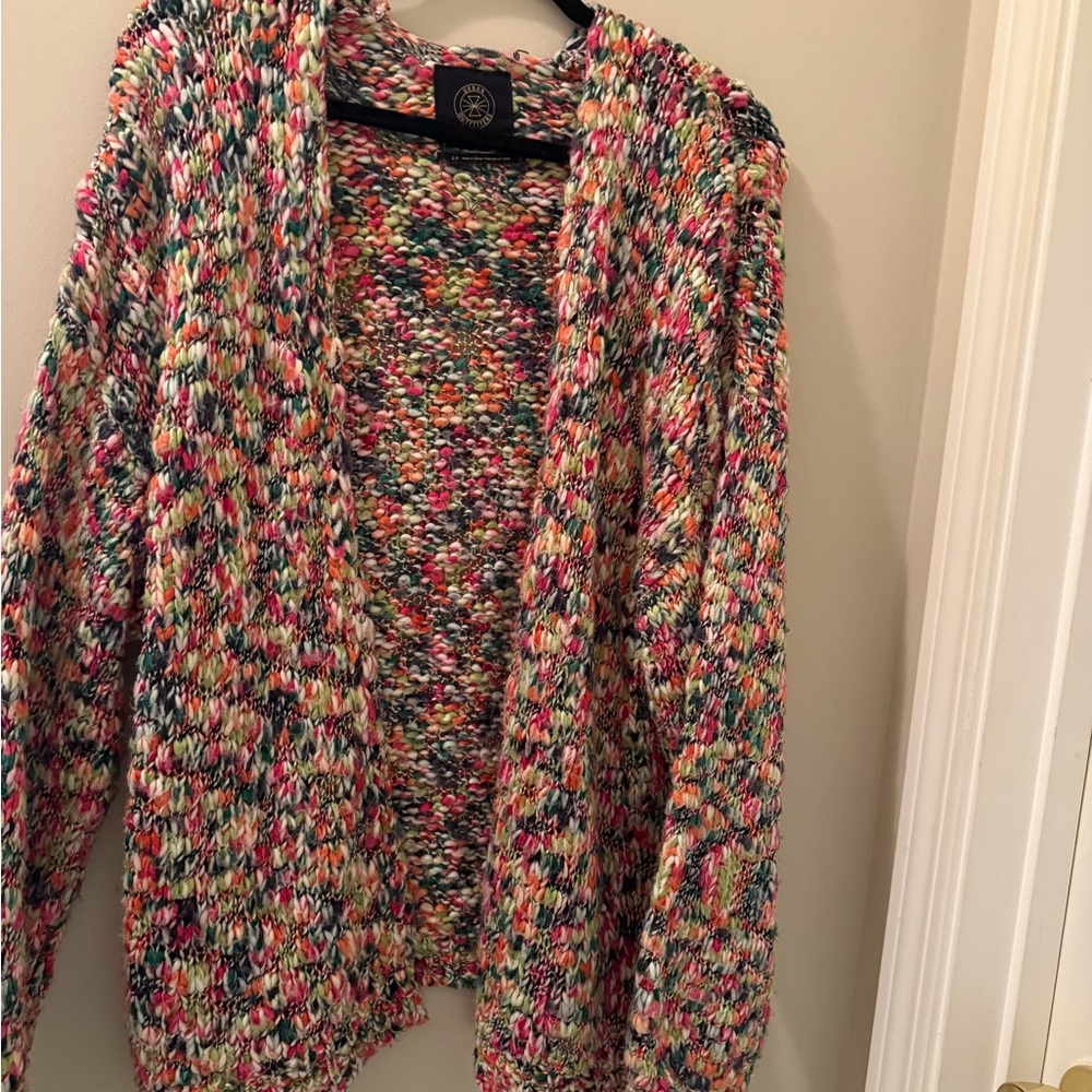 Urban Outfitters Multicolor Open-Front Chunky Knit Cardigan